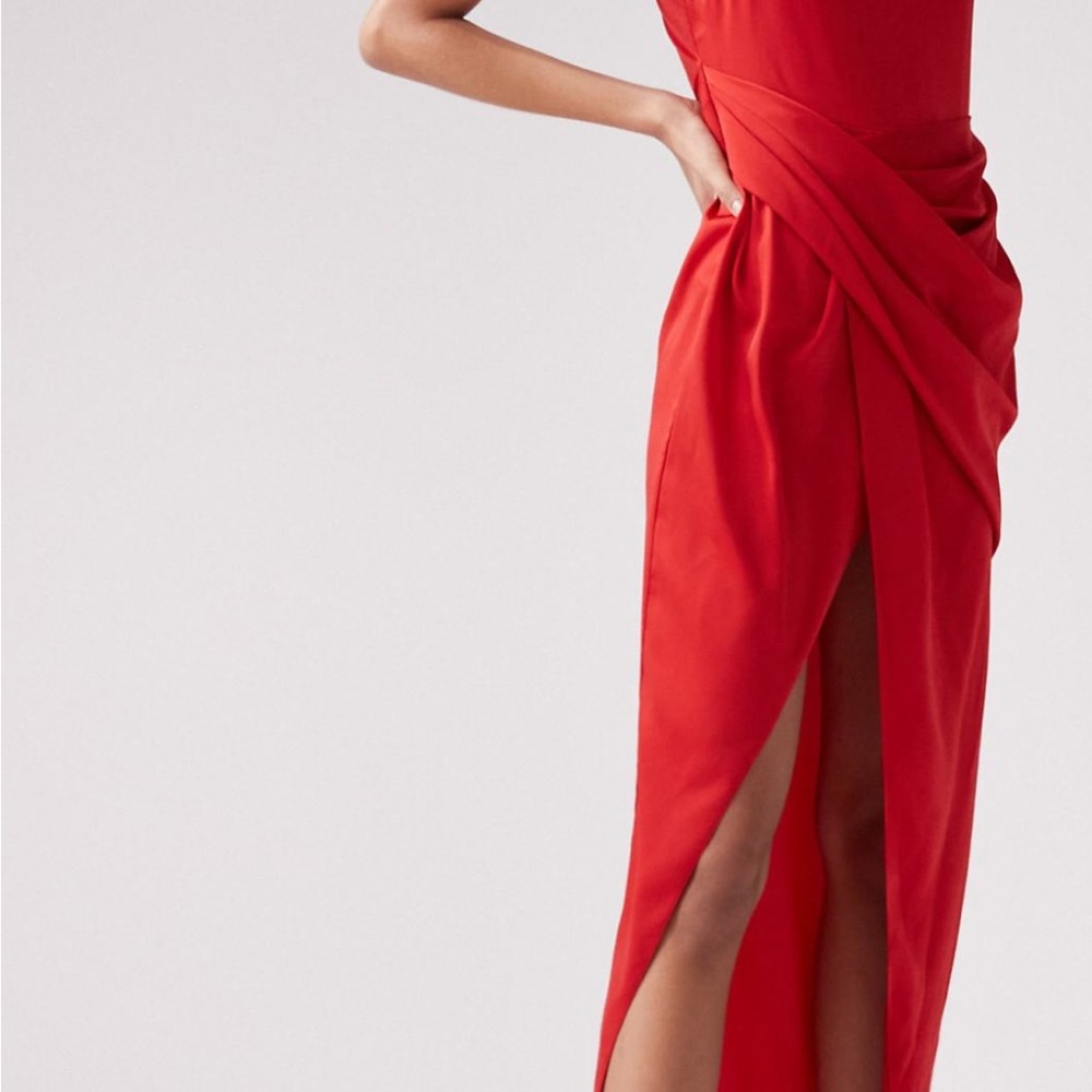 ASOS Red One Shoulder Ruched Gown - Picture 2 of 2